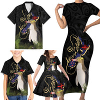 New Zealand Hoiho Family Matching Short Sleeve Bodycon Dress and Hawaiian Shirt Maori Art Tattoo and Silver Fern LT03 - Polynesian Pride