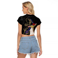 New Zealand Hoiho Raglan Cropped T Shirt Maori Art Tattoo and Silver Fern LT03 - Polynesian Pride