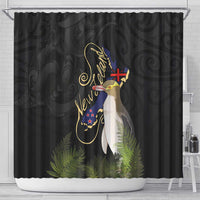 New Zealand Hoiho Shower Curtain Maori Art Tattoo and Silver Fern LT03 - Polynesian Pride