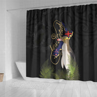 New Zealand Hoiho Shower Curtain Maori Art Tattoo and Silver Fern LT03 - Polynesian Pride