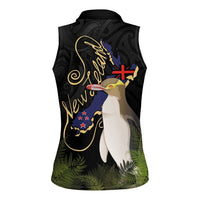 New Zealand Hoiho Women Sleeveless Polo Shirt Maori Art Tattoo and Silver Fern LT03 - Polynesian Pride