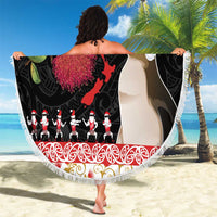 New Zealand Merry Christmas Beach Blanket Hoiho Xmas - Haka Dance and Pohutukawa LT03 - Polynesian Pride