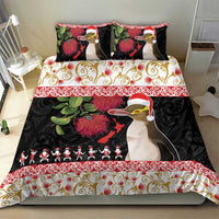 New Zealand Merry Christmas Bedding Set Hoiho Xmas - Haka Dance and Pohutukawa LT03 - Polynesian Pride