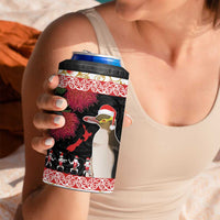 New Zealand Merry Christmas 4 in 1 Can Cooler Tumbler Hoiho Xmas - Haka Dance and Pohutukawa LT03 - Polynesian Pride