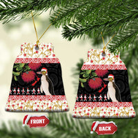 New Zealand Merry Christmas Ceramic Ornament Hoiho Xmas - Haka Dance and Pohutukawa LT03 Bell Flake White - Polynesian Pride