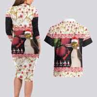 New Zealand Merry Christmas Couples Matching Long Sleeve Bodycon Dress and Hawaiian Shirt Hoiho Xmas - Haka Dance and Pohutukawa LT03 - Polynesian Pride