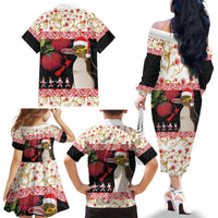 New Zealand Merry Christmas Family Matching Off The Shoulder Long Sleeve Dress and Hawaiian Shirt Hoiho Xmas - Haka Dance and Pohutukawa LT03 - Polynesian Pride