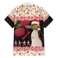 New Zealand Merry Christmas Family Matching Off The Shoulder Long Sleeve Dress and Hawaiian Shirt Hoiho Xmas - Haka Dance and Pohutukawa LT03 - Polynesian Pride