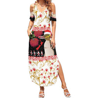New Zealand Merry Christmas Family Matching Summer Maxi Dress and Hawaiian Shirt Hoiho Xmas - Haka Dance and Pohutukawa LT03 Mom's Dress White - Polynesian Pride