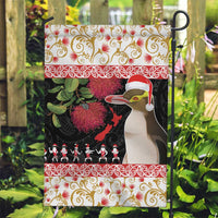 New Zealand Merry Christmas Garden Flag Hoiho Xmas - Haka Dance and Pohutukawa LT03 Garden Flag White - Polynesian Pride