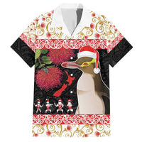 New Zealand Merry Christmas Hawaiian Shirt Hoiho Xmas - Haka Dance and Pohutukawa LT03 White - Polynesian Pride