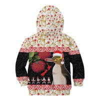 New Zealand Merry Christmas Kid Hoodie Hoiho Xmas - Haka Dance and Pohutukawa LT03 - Polynesian Pride