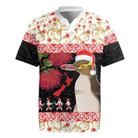 New Zealand Merry Christmas Rugby Jersey Hoiho Xmas - Haka Dance and Pohutukawa LT03 White - Polynesian Pride