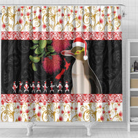 New Zealand Merry Christmas Shower Curtain Hoiho Xmas - Haka Dance and Pohutukawa LT03 - Polynesian Pride