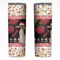 New Zealand Merry Christmas Skinny Tumbler Hoiho Xmas - Haka Dance and Pohutukawa LT03 White - Polynesian Pride