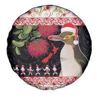 New Zealand Merry Christmas Spare Tire Cover Hoiho Xmas - Haka Dance and Pohutukawa LT03 - Polynesian Pride