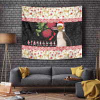 New Zealand Merry Christmas Tapestry Hoiho Xmas - Haka Dance and Pohutukawa LT03 White - Polynesian Pride