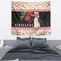 New Zealand Merry Christmas Tapestry Hoiho Xmas - Haka Dance and Pohutukawa LT03 - Polynesian Pride