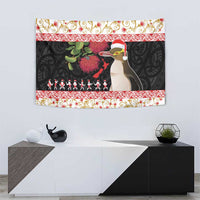 New Zealand Merry Christmas Tapestry Hoiho Xmas - Haka Dance and Pohutukawa LT03 - Polynesian Pride