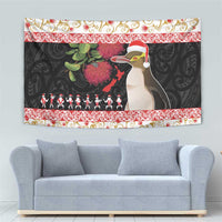 New Zealand Merry Christmas Tapestry Hoiho Xmas - Haka Dance and Pohutukawa LT03 - Polynesian Pride