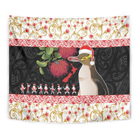 New Zealand Merry Christmas Tapestry Hoiho Xmas - Haka Dance and Pohutukawa LT03 - Polynesian Pride