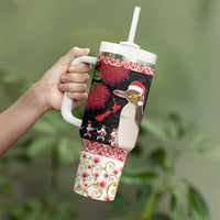 New Zealand Merry Christmas Tumbler With Handle Hoiho Xmas - Haka Dance and Pohutukawa LT03 - Polynesian Pride