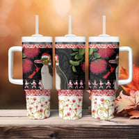 New Zealand Merry Christmas Tumbler With Handle Hoiho Xmas - Haka Dance and Pohutukawa LT03 - Polynesian Pride