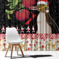 New Zealand Merry Christmas Window Curtain Hoiho Xmas - Haka Dance and Pohutukawa LT03 - Polynesian Pride