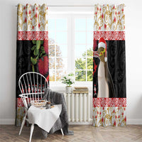New Zealand Merry Christmas Window Curtain Hoiho Xmas - Haka Dance and Pohutukawa LT03 - Polynesian Pride