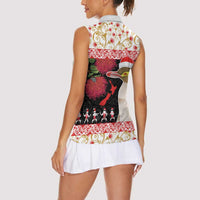 New Zealand Merry Christmas Women Sleeveless Polo Shirt Hoiho Xmas - Haka Dance and Pohutukawa LT03 - Polynesian Pride