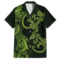 New Zealand Gecko Maori Art Tattoo Family Matching Short Sleeve Bodycon Dress and Hawaiian Shirt LT03 Dad's Shirt - Short Sleeve Green - Polynesian Pride