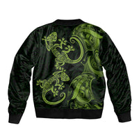 New Zealand Gecko Maori Art Tattoo Sleeve Zip Bomber Jacket LT03 - Polynesian Pride