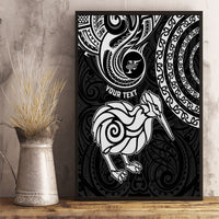 Personalised New Zealand Canvas Wall Art Stylized Kiwi Bird Tattoo Mix Koru Circle and Maori Ethnic Vibe LT03 - Polynesian Pride