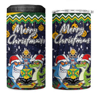 Funny Crocodile and Shark Solomon Islands Christmas 4 in 1 Can Cooler Tumbler with National Seal Melanesian Pattern LT03 One Size: 16 oz Blue - Polynesian Pride