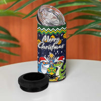 Funny Crocodile and Shark Solomon Islands Christmas 4 in 1 Can Cooler Tumbler with National Seal Melanesian Pattern LT03 - Polynesian Pride