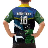 Custom Solomon Islands Rugby Family Matching Puletasi and Hawaiian Shirt Arty Shark and Crocodile Solomon Islands National Emblems LT03 - Polynesian Pride
