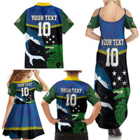Custom Solomon Islands Rugby Family Matching Summer Maxi Dress and Hawaiian Shirt Arty Shark and Crocodile Solomon Islands National Emblems LT03 - Polynesian Pride