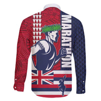 Honolulu Running 2024 Family Matching Off Shoulder Short Dress and Hawaiian Shirt Marathon Competition Hula Runner and Kakau Art Tattoo