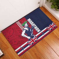 Honolulu Running 2024 Rubber Doormat Marathon Competition Hula Runner and Kakau Art Tattoo