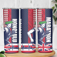 Honolulu Running 2024 Skinny Tumbler Marathon Competition Hula Runner and Kakau Art Tattoo LT03 - Polynesian Pride