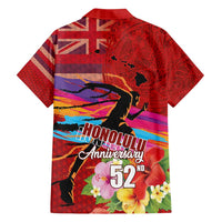 Honolulu Anniversary 52nd Running Family Matching Puletasi and Hawaiian Shirt Marathon Competition Kakau Pattern Red Color LT03 - Polynesian Pride