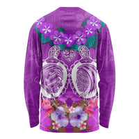 Polynesian Valentine Day Long Sleeve Shirt Love Couple Turtle Maori Hibiscus Purple LT03 - Polynesian Pride