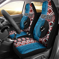 Personalised Aotearoa and Fiji Together Car Seat Cover Melanesian Warrior and Koru - Taniko with Hibiscus Tapa Pattern LT03 - Polynesian Pride