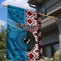 Personalised Aotearoa and Fiji Together Garden Flag Melanesian Warrior and Koru - Taniko with Hibiscus Tapa Pattern LT03 - Polynesian Pride