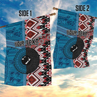 Personalised Aotearoa and Fiji Together Garden Flag Melanesian Warrior and Koru - Taniko with Hibiscus Tapa Pattern LT03 - Polynesian Pride