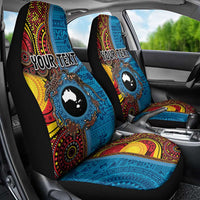 Personalised Australia and Fiji Together Car Seat Cover Tribal Palm Tree with Tapa and Aboriginal Animals Half Style LT03 - Polynesian Pride