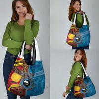 Personalised Australia and Fiji Together Grocery Bag Tribal Palm Tree with Tapa and Aboriginal Animals Half Style LT03 - Polynesian Pride
