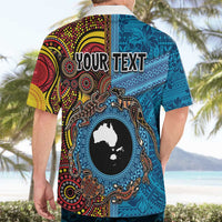 Personalised Australia and Fiji Together Hawaiian Shirt Tribal Palm Tree with Tapa and Aboriginal Animals Half Style LT03 - Polynesian Pride