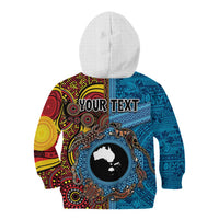 Personalised Australia and Fiji Together Kid Hoodie Tribal Palm Tree with Tapa and Aboriginal Animals Half Style LT03 - Polynesian Pride