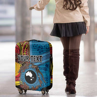 Personalised Australia and Fiji Together Luggage Cover Tribal Palm Tree with Tapa and Aboriginal Animals Half Style LT03 - Polynesian Pride